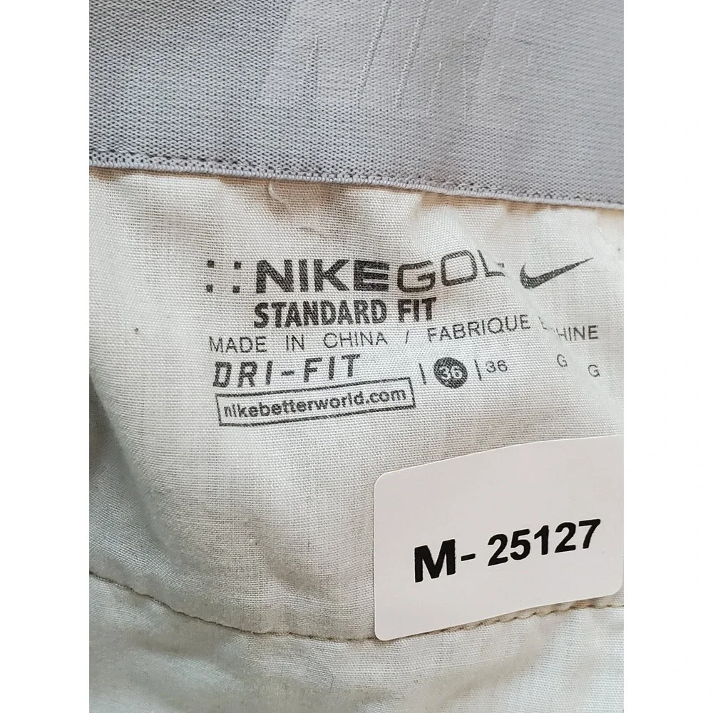Nike‎ Men Shorts 36 Khaki Embroidered Chino Dri-Fit Golf Logo Standard